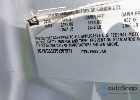 2005 Buick Lacrosse Cxl из США, поврежденный, VIN 2G4WD532751207971